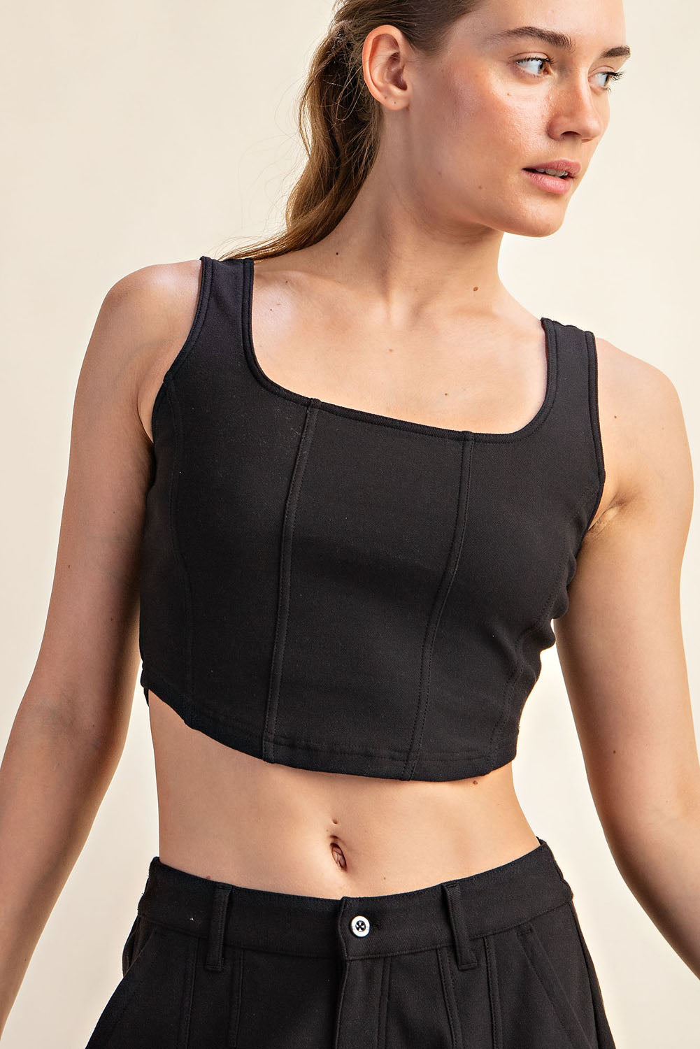 Twill Square Neck Crop Top