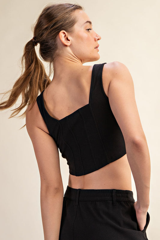 Twill Square Neck Crop Top