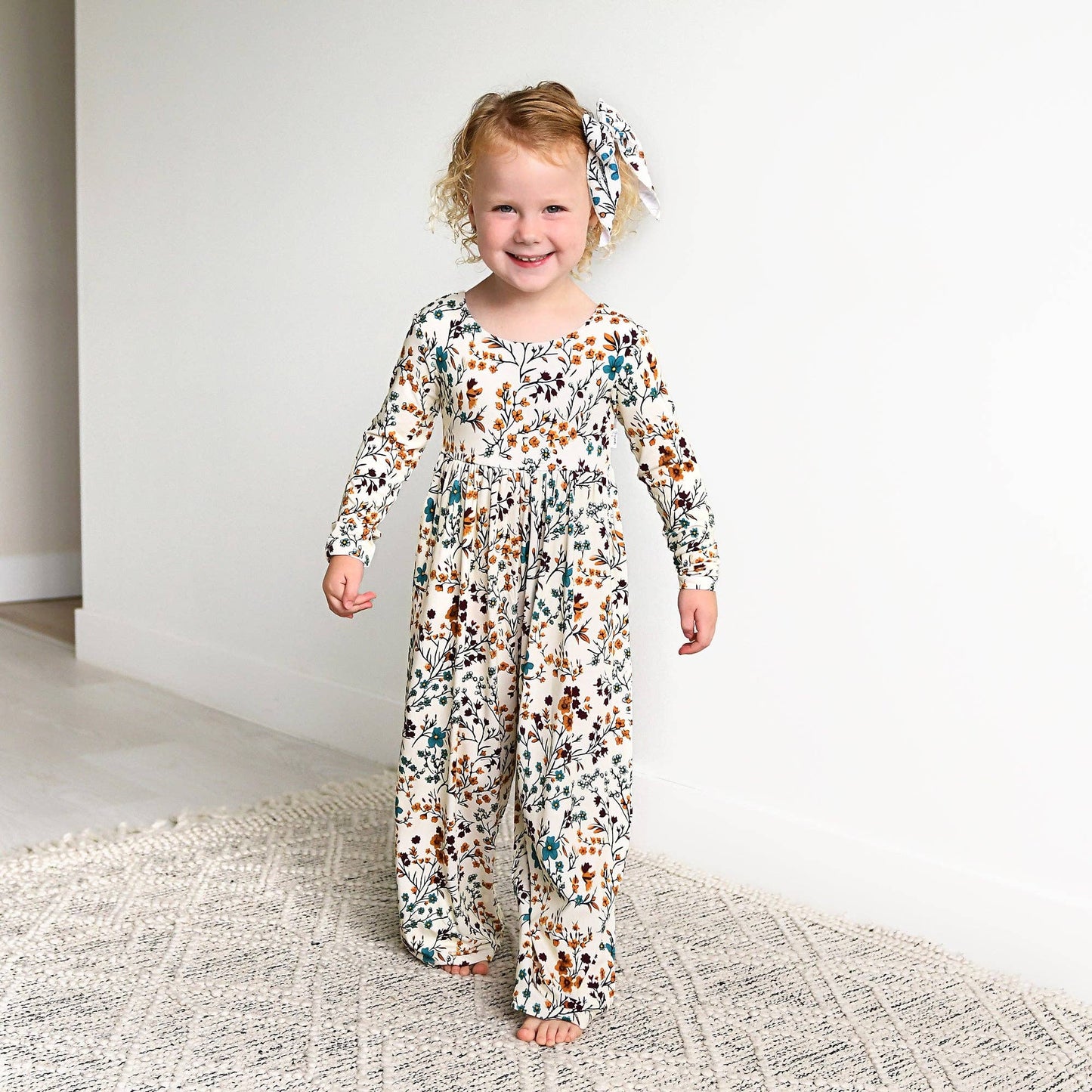 Maren Floral WIDE LEG ROMPER Bamboo Kids Outfit