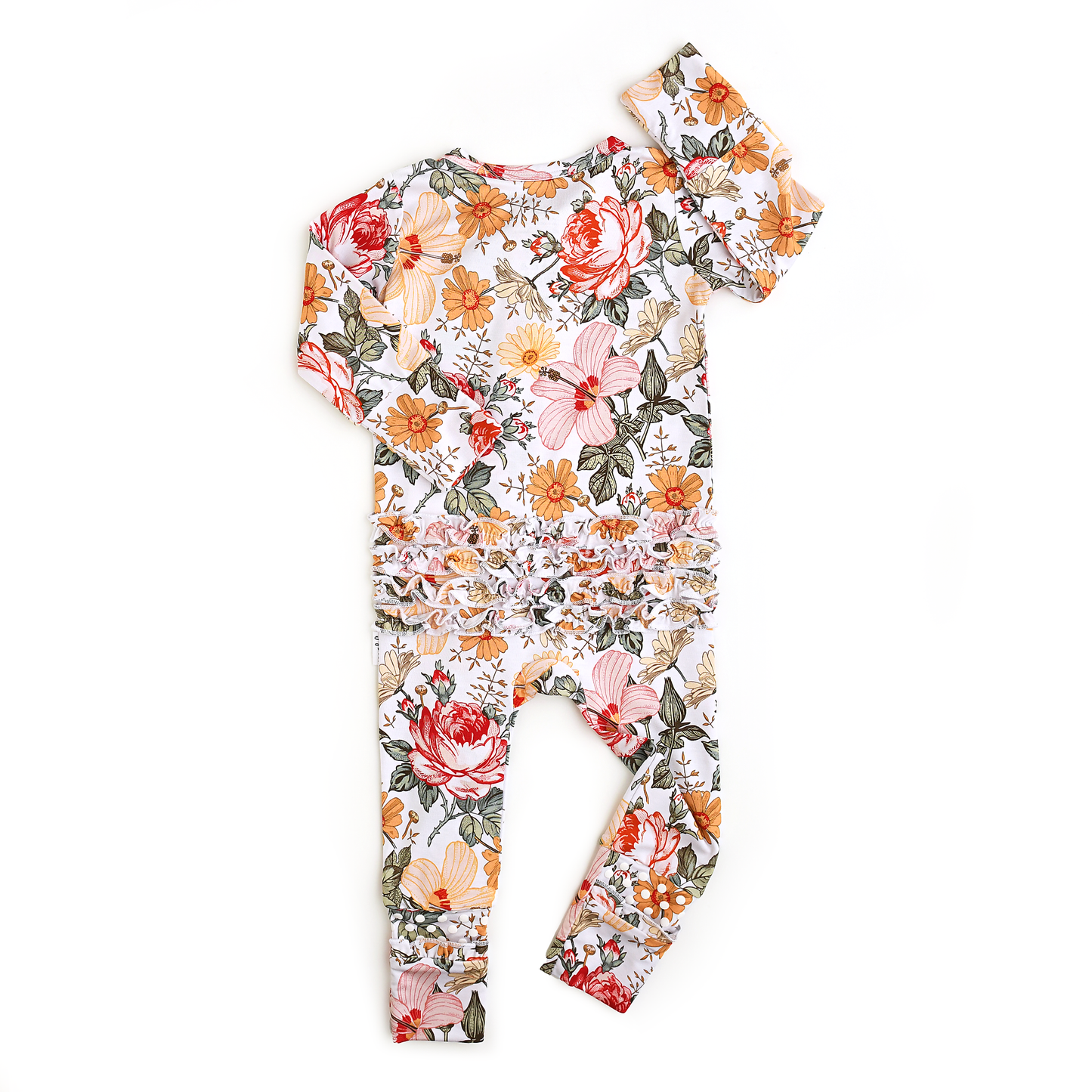 Nella RUFFLE ZIP Bamboo Baby Floral Sleepies Little