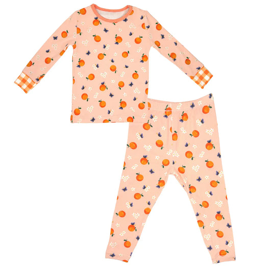 Sweet Tangerine Blossoms Long Sleeve Pajama Set