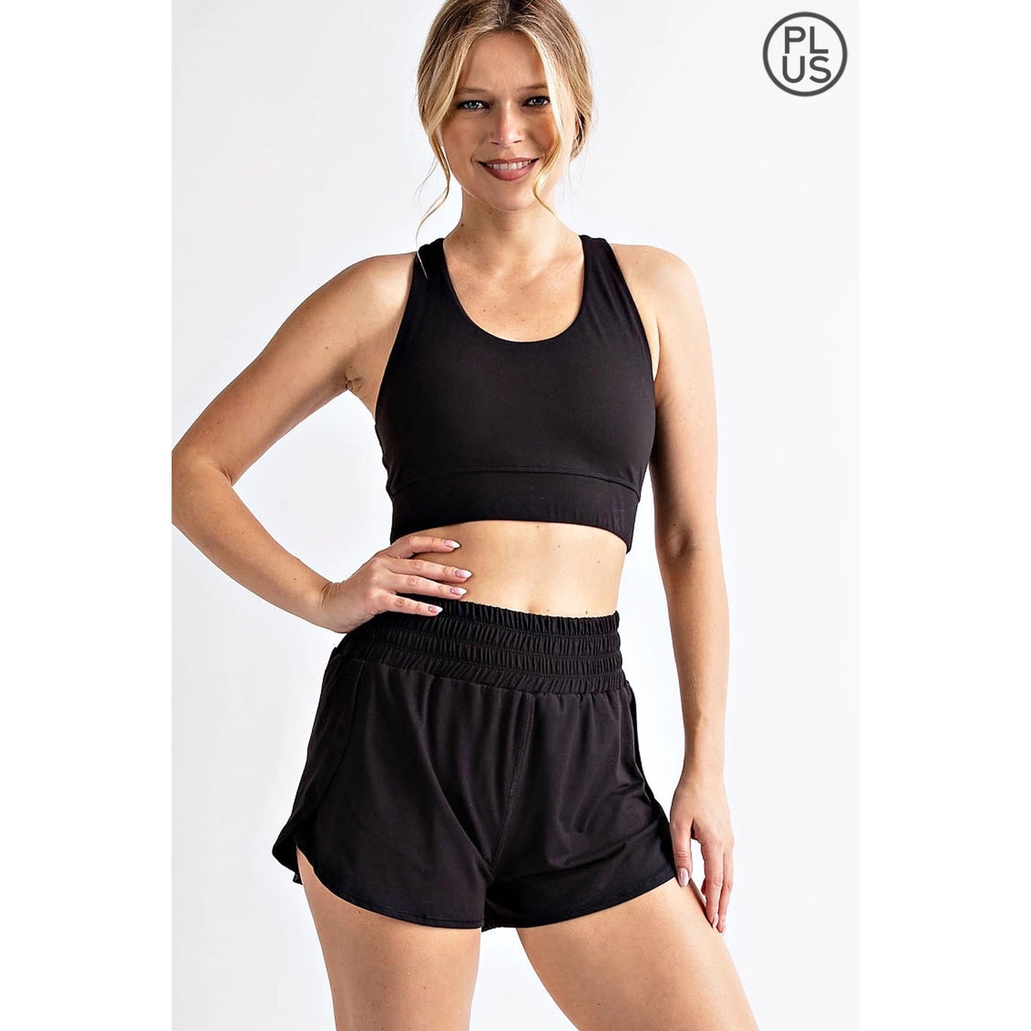 Plus- Buttersoft Fabric Track Shorts