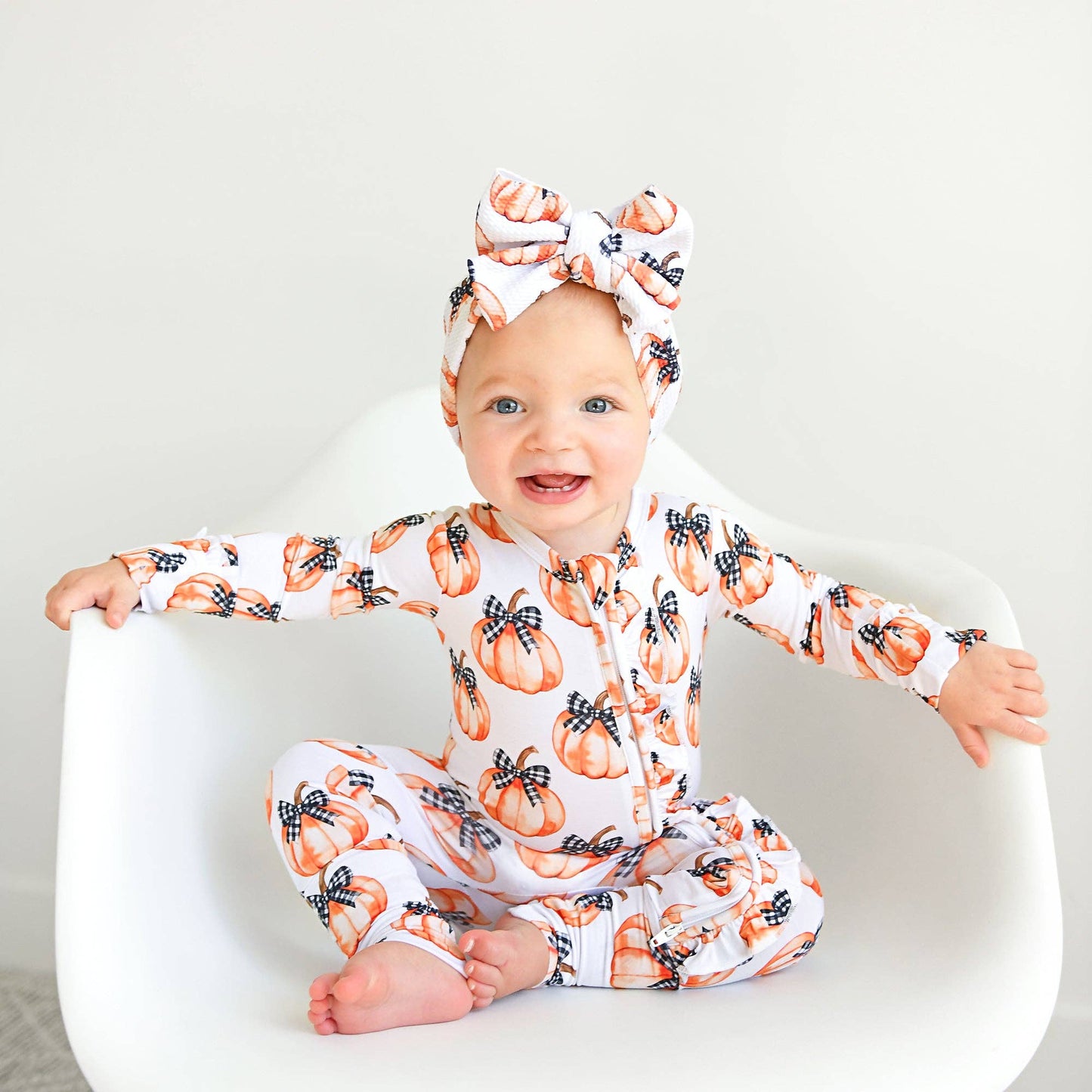 Lilith Pumpkin RUFFLE ZIP Halloween Bamboo Pumpkin Sleepies Little