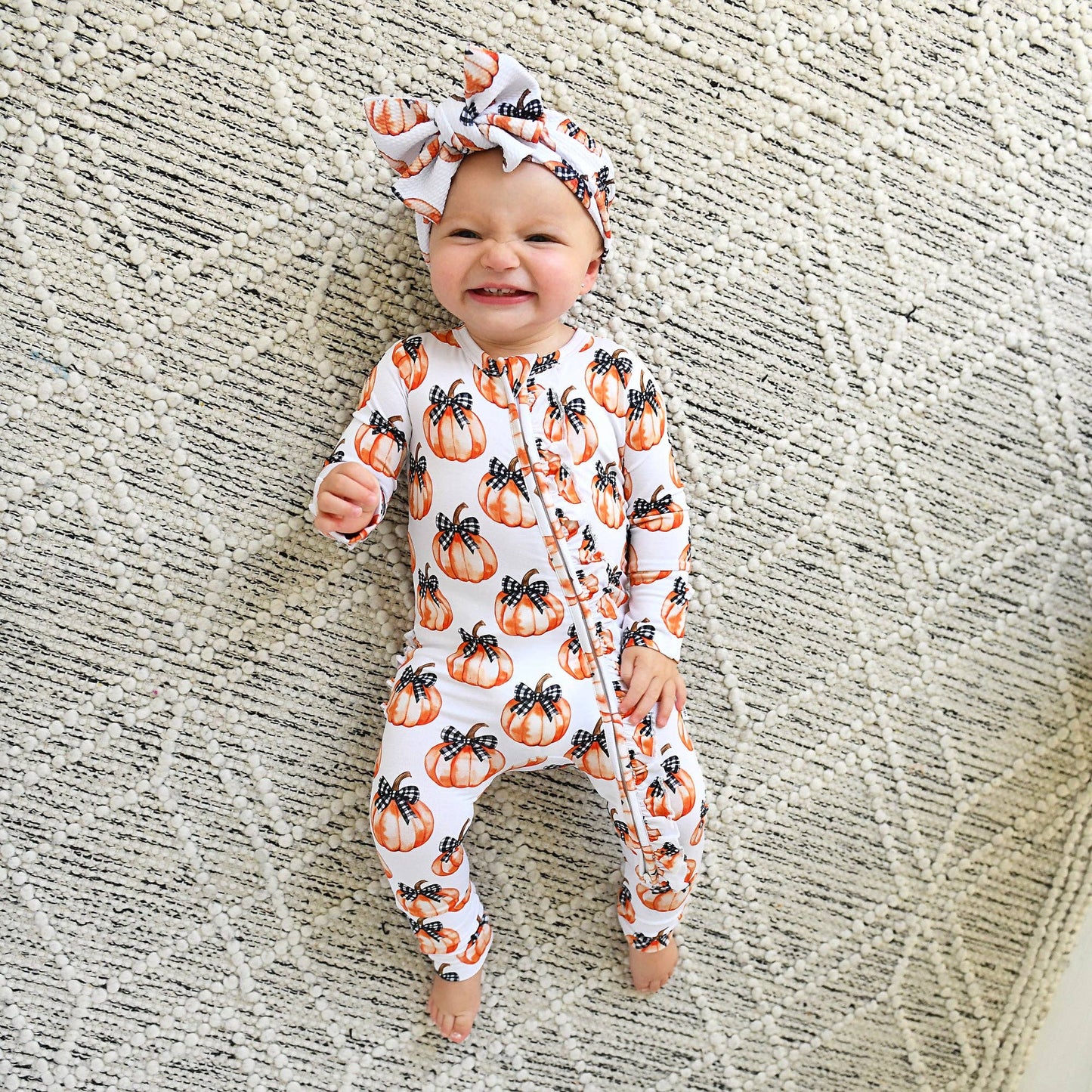 Lilith Pumpkin RUFFLE ZIP Halloween Bamboo Pumpkin Sleepies Little