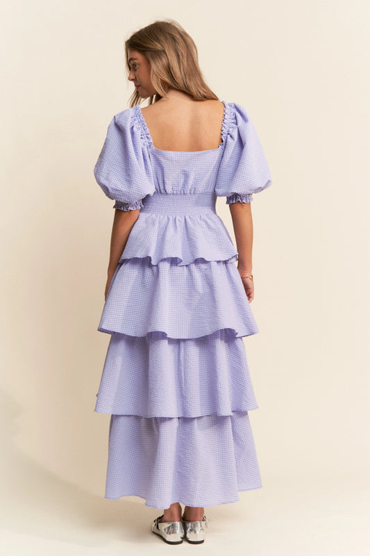 Square Neckline Ruffle Tiered Maxi Dress
