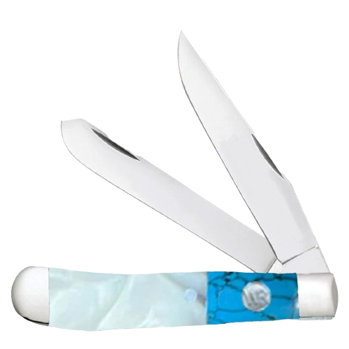 whiskey bent pearl agate trapper knife – traditional folding pocket knife