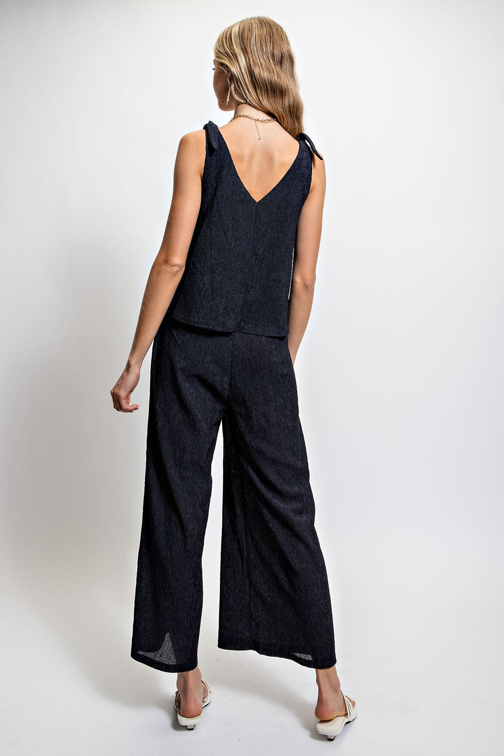 Set Illusion Jumpsuit With Shoulder Tie Detail