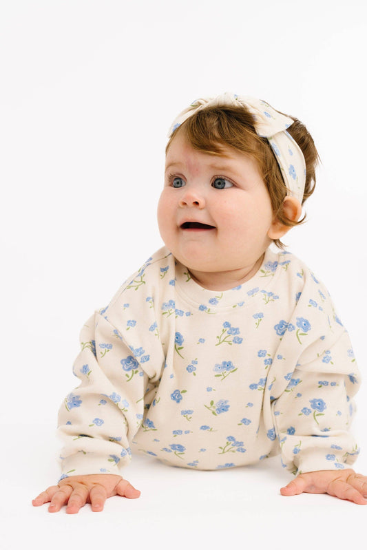 Blue Blooms Cozy Cotton Sweatsuit Set – Baby & Toddler Lounge Set