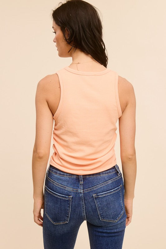 Ribbed Side Ruched Tank Top