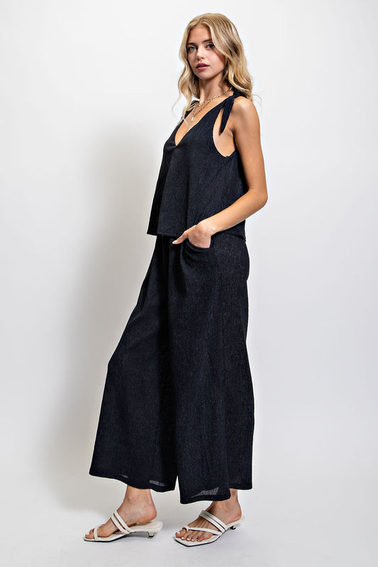 Set Illusion Jumpsuit With Shoulder Tie Detail