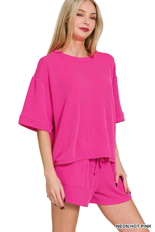 Raised Rib Short Sleeve Tee & Short Set