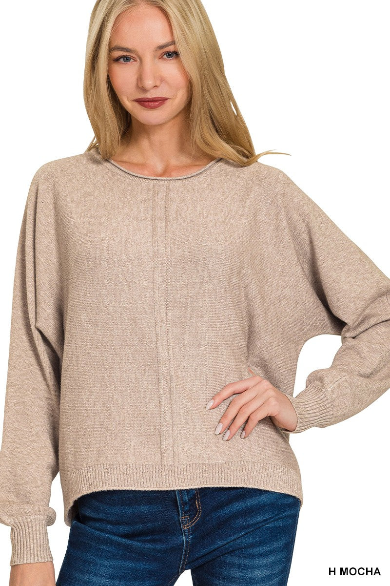 Viscose Front Seam Round-neck Sweater
