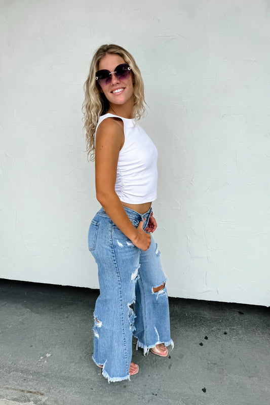 Drew Distressed Dad Jean