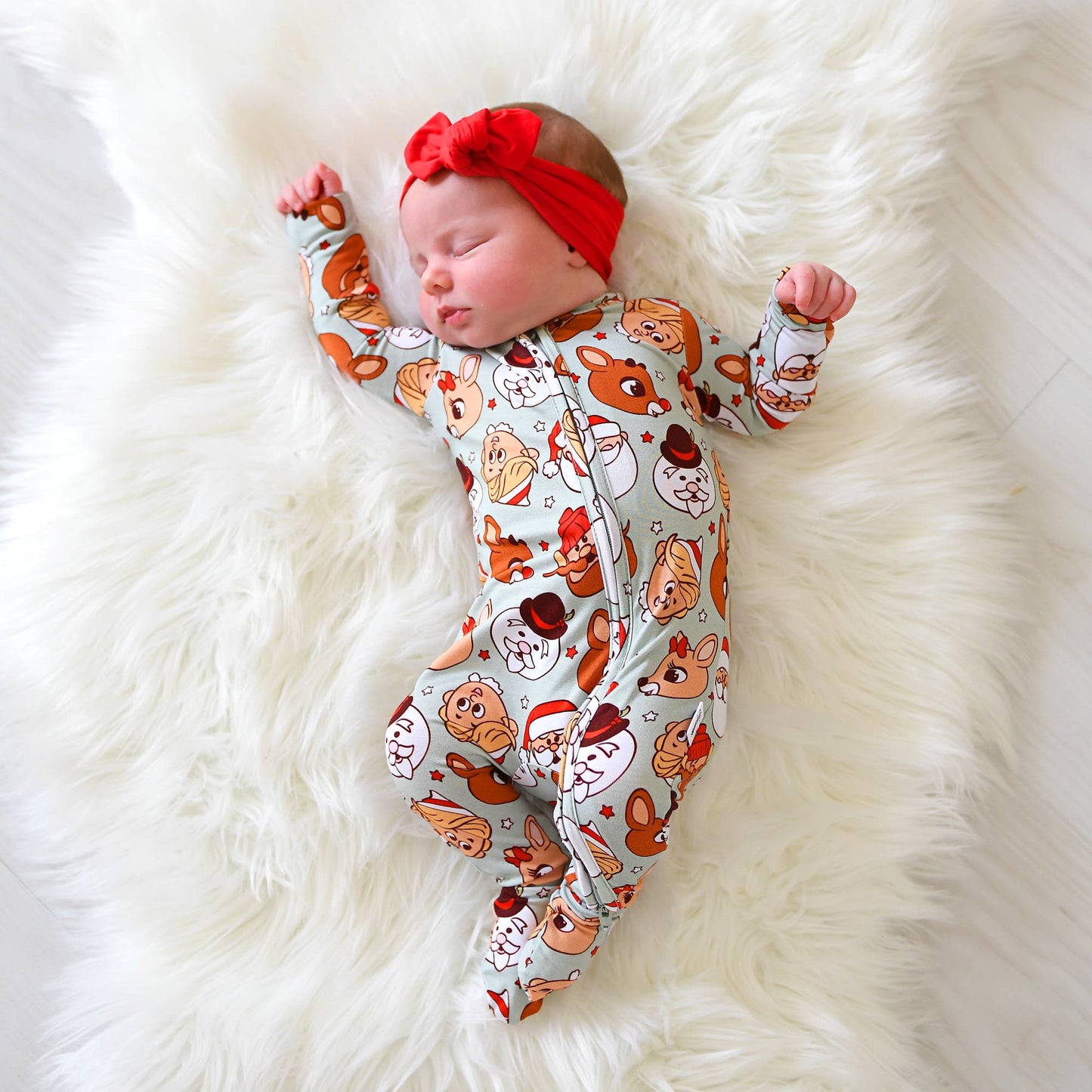 Rudolph ZIP Christmas Bamboo Baby One Piece Outfit