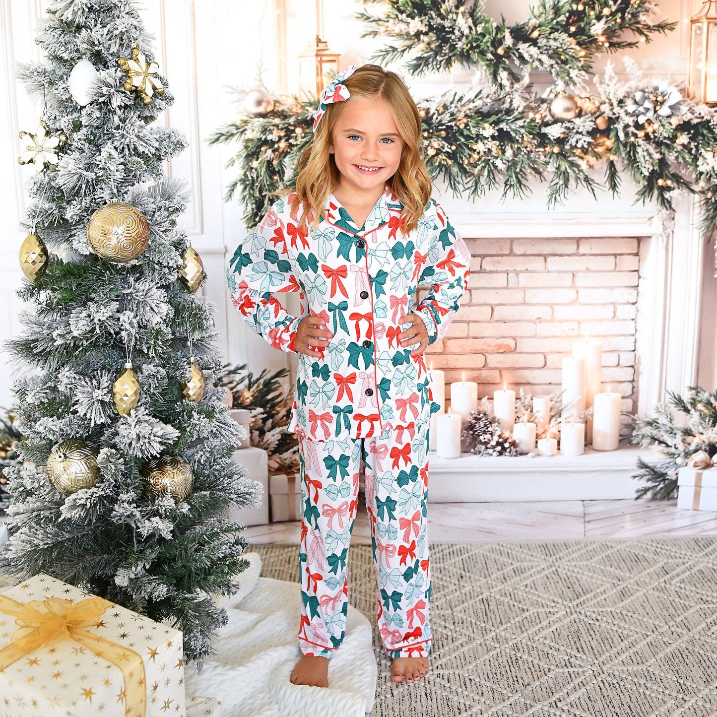 Belle Bows Kids Lounge Set matching christmas pajamas bamboo