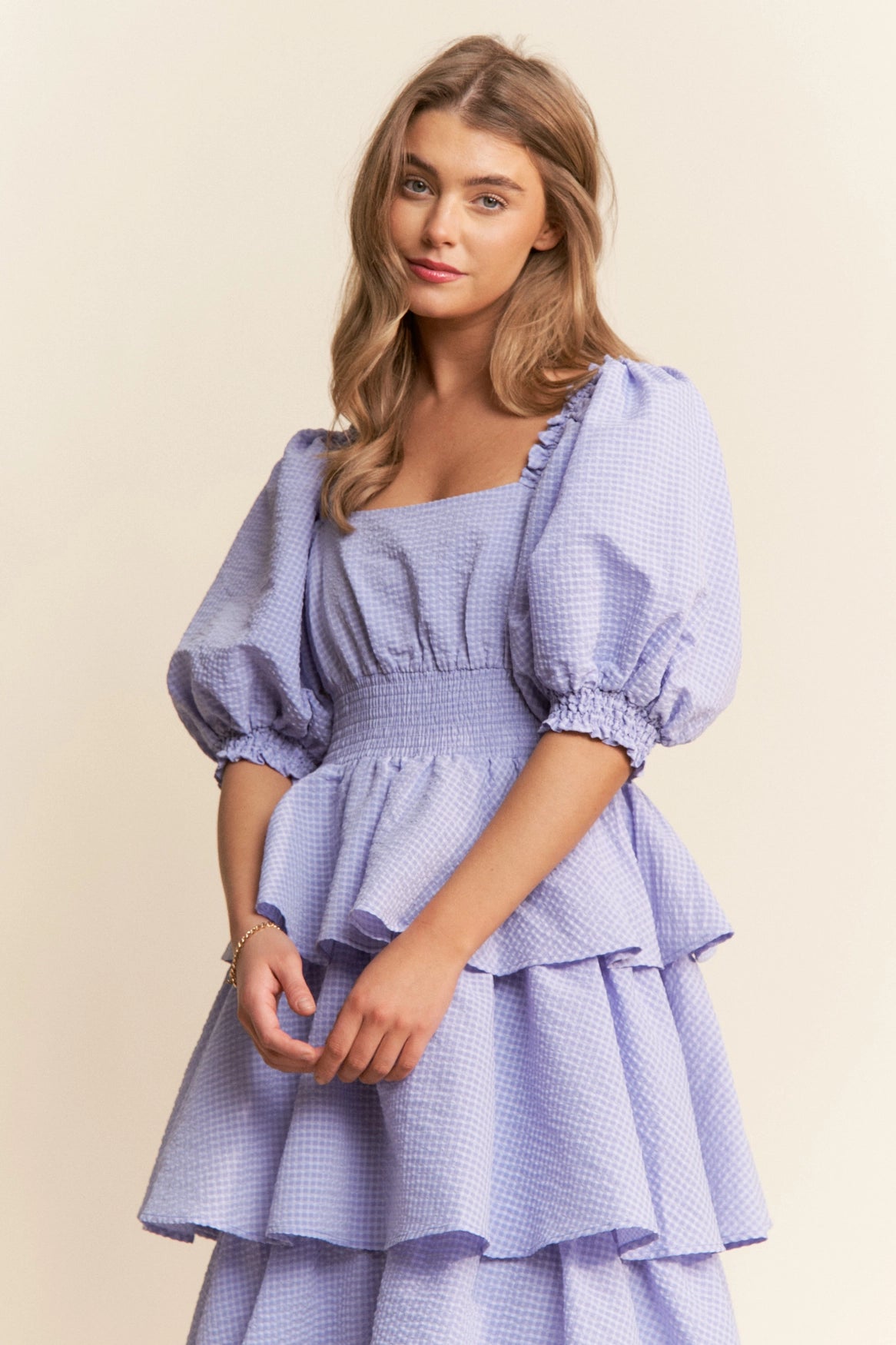 Square Neckline Ruffle Tiered Maxi Dress