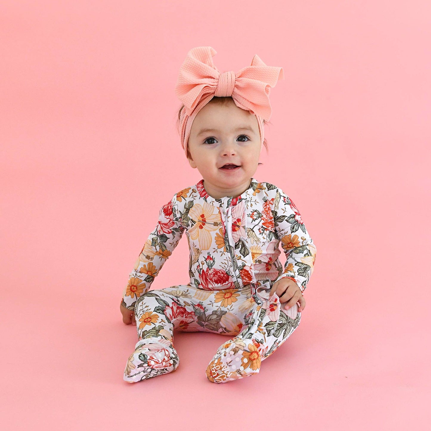 Nella RUFFLE ZIP Bamboo Baby Floral Sleepies Little