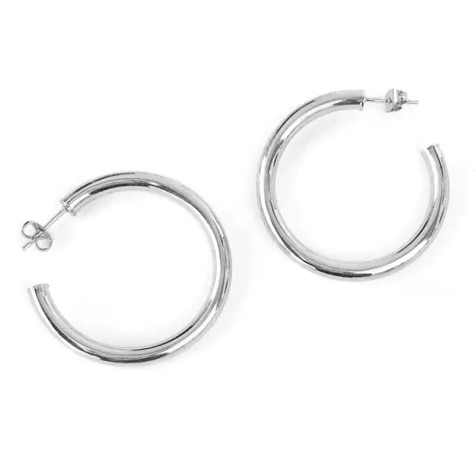 14K Gold-Plated Hollow Tube Hoop Earrings