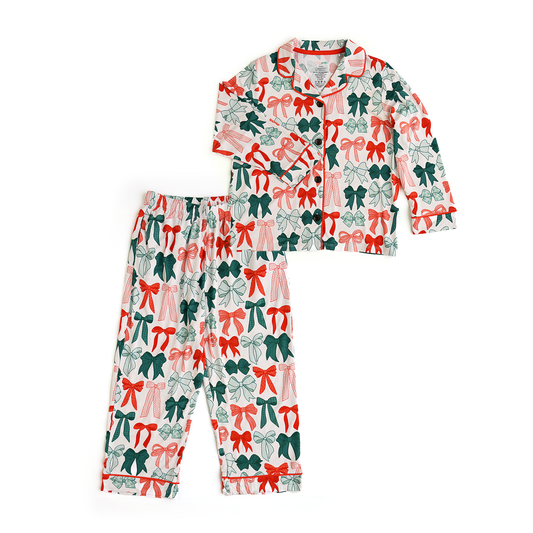Belle Bows Kids Lounge Set matching christmas pajamas bamboo