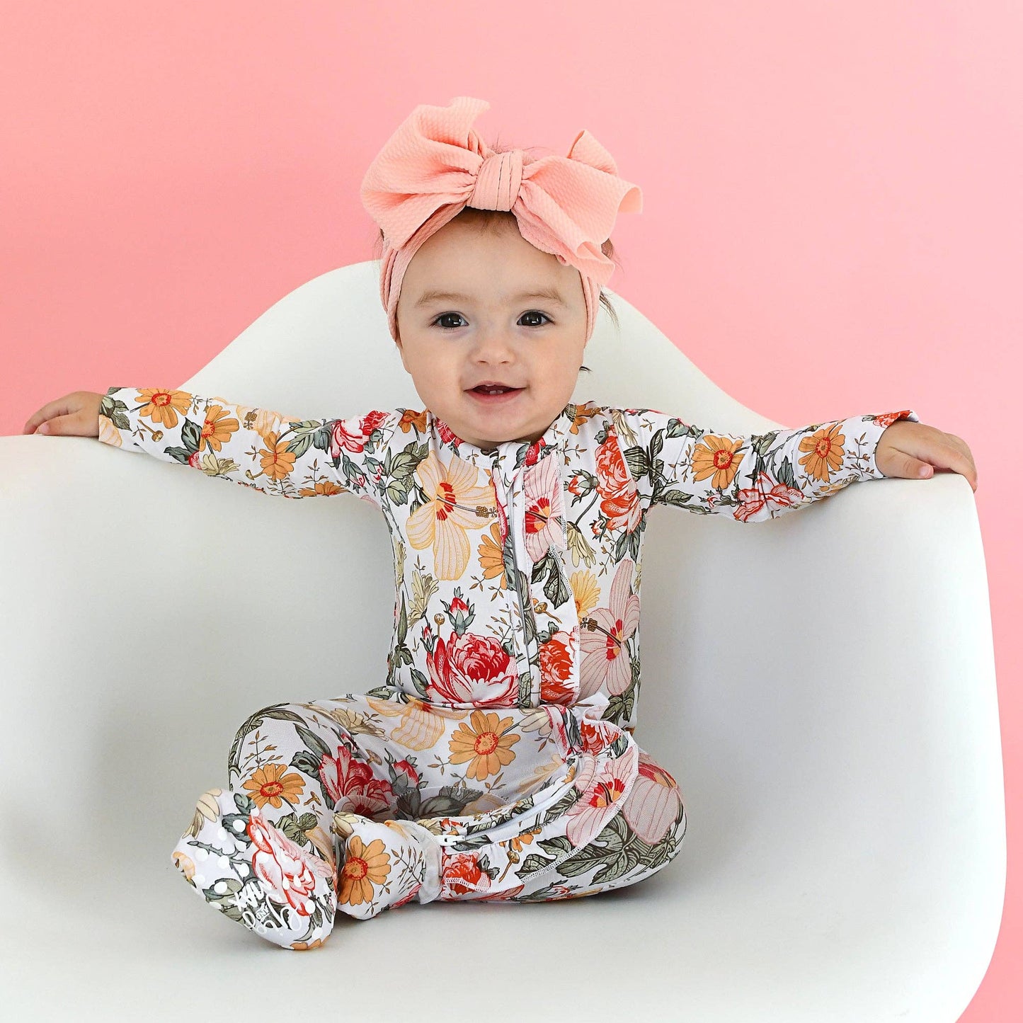Nella RUFFLE ZIP Bamboo Baby Floral Sleepies Little