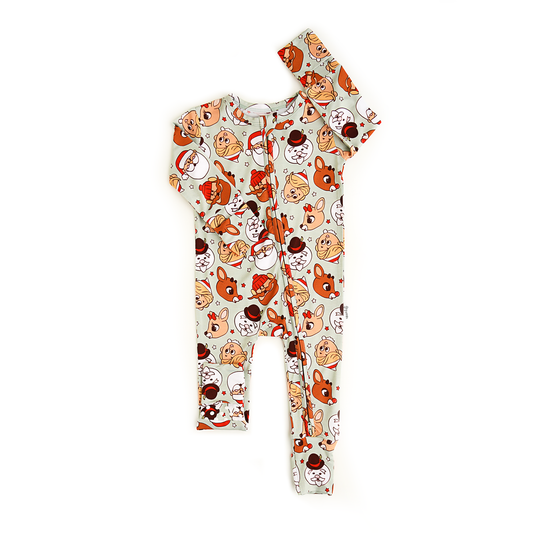 Rudolph ZIP Christmas Bamboo Baby One Piece Outfit
