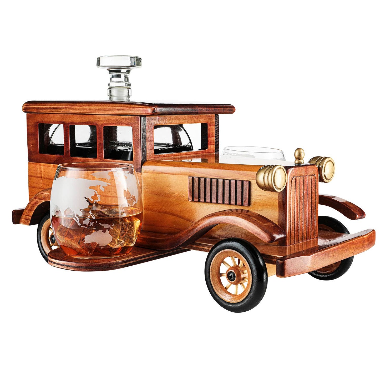 Wine Savant Vintage Car Whiskey Decanter Set – Classic Car Barware Gift
