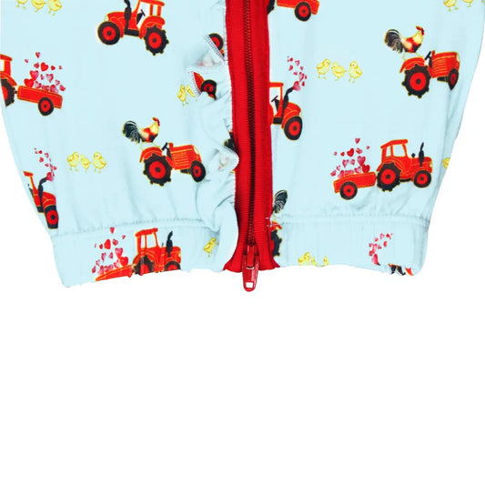 Farm Friends w/ Red Tractors Ruffle Newborn Gown & Knot Hat