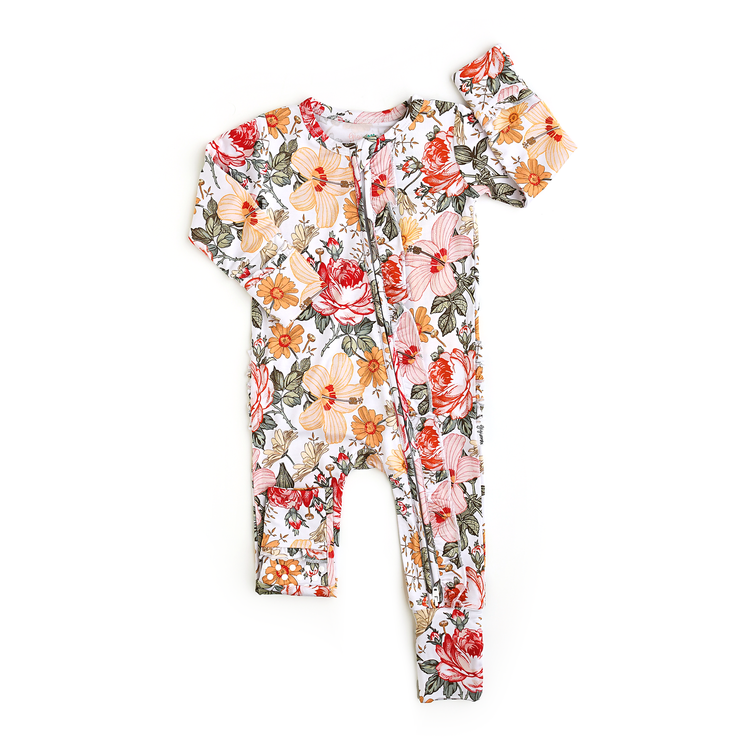 Nella RUFFLE ZIP Bamboo Baby Floral Sleepies Little