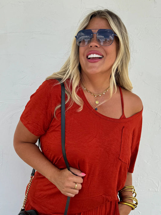 RILEY BOYFRIEND PATCH POCKET TEE