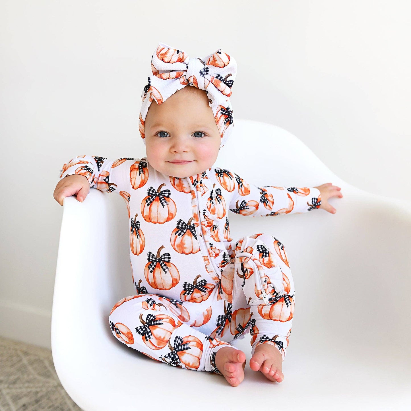 Lilith Pumpkin RUFFLE ZIP Halloween Bamboo Pumpkin Sleepies Little