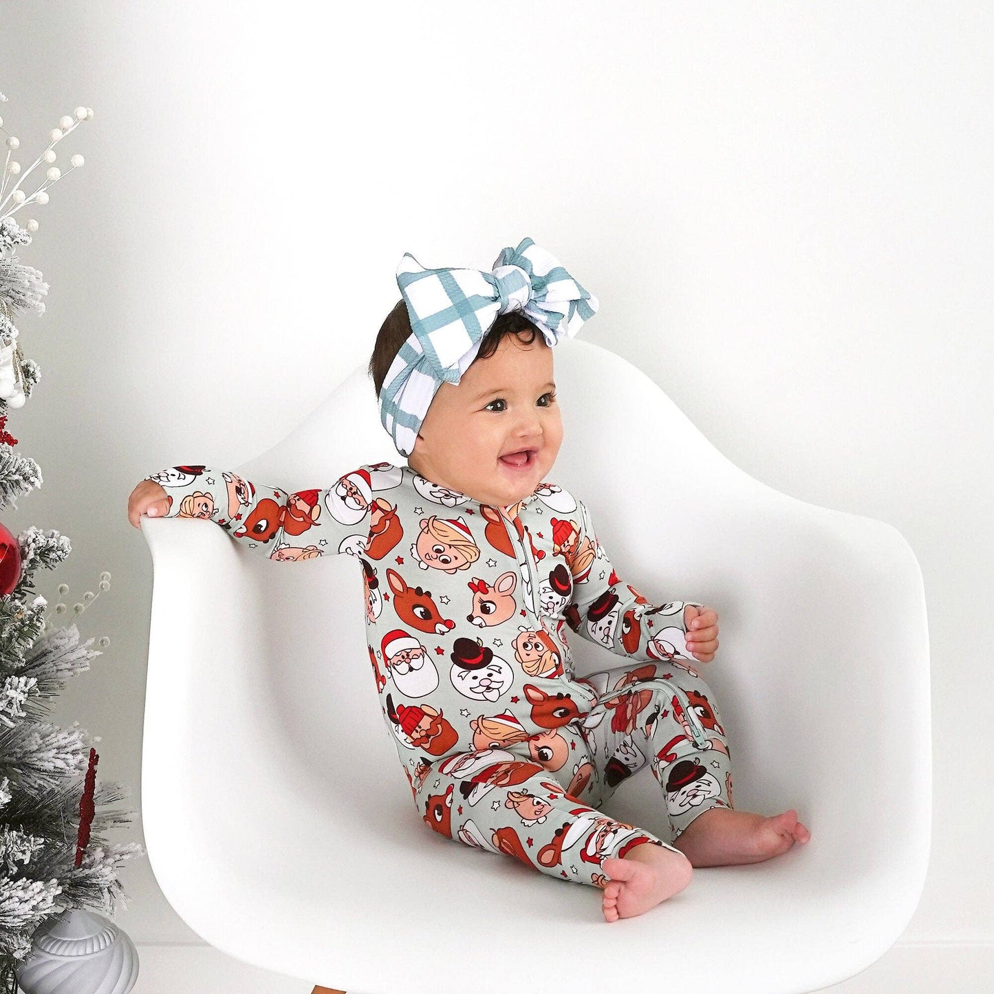 Rudolph ZIP Christmas Bamboo Baby One Piece Outfit