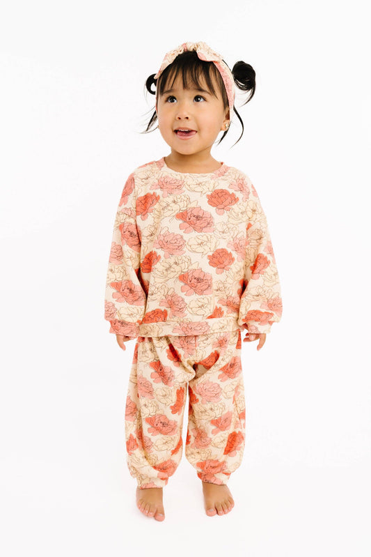 Peony Sweatsuit Cozy Cotton Sweatsuit Set – Baby & Toddler Lounge Set