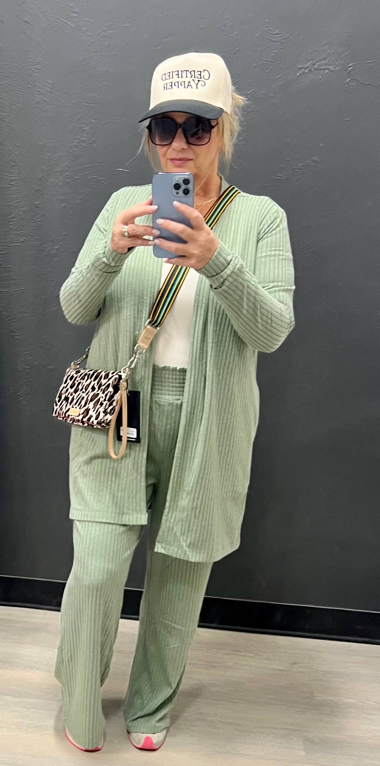 Ribbed Caridgan & Wide Leg Pant Set