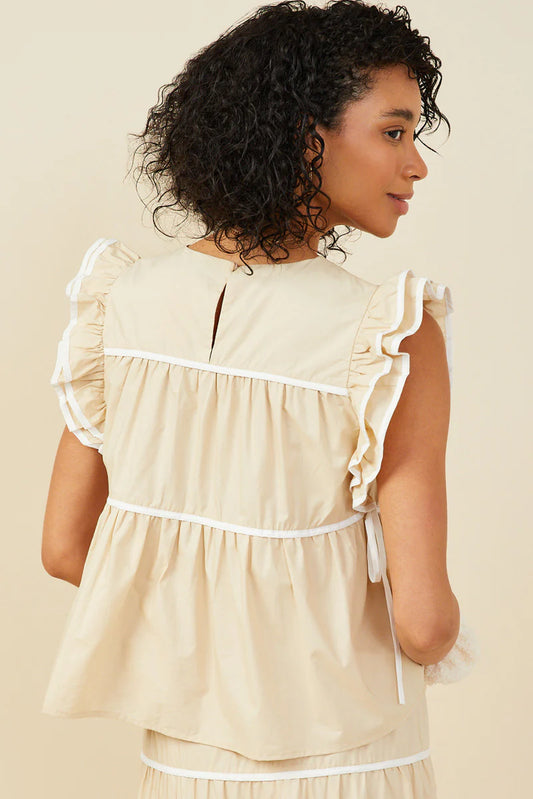 Ruffle Sleeve Cream Top