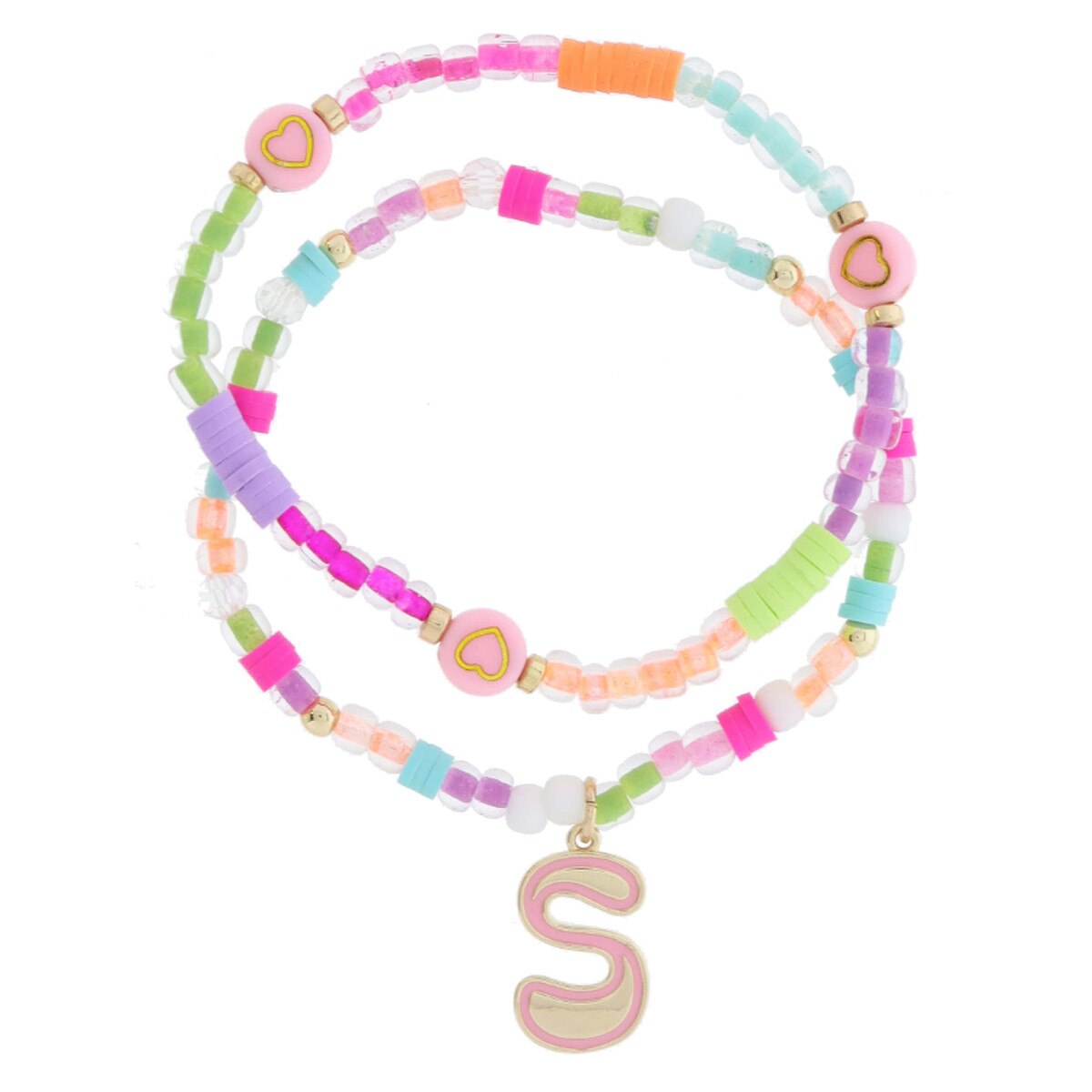 Girls Initial Beadly Bracelet