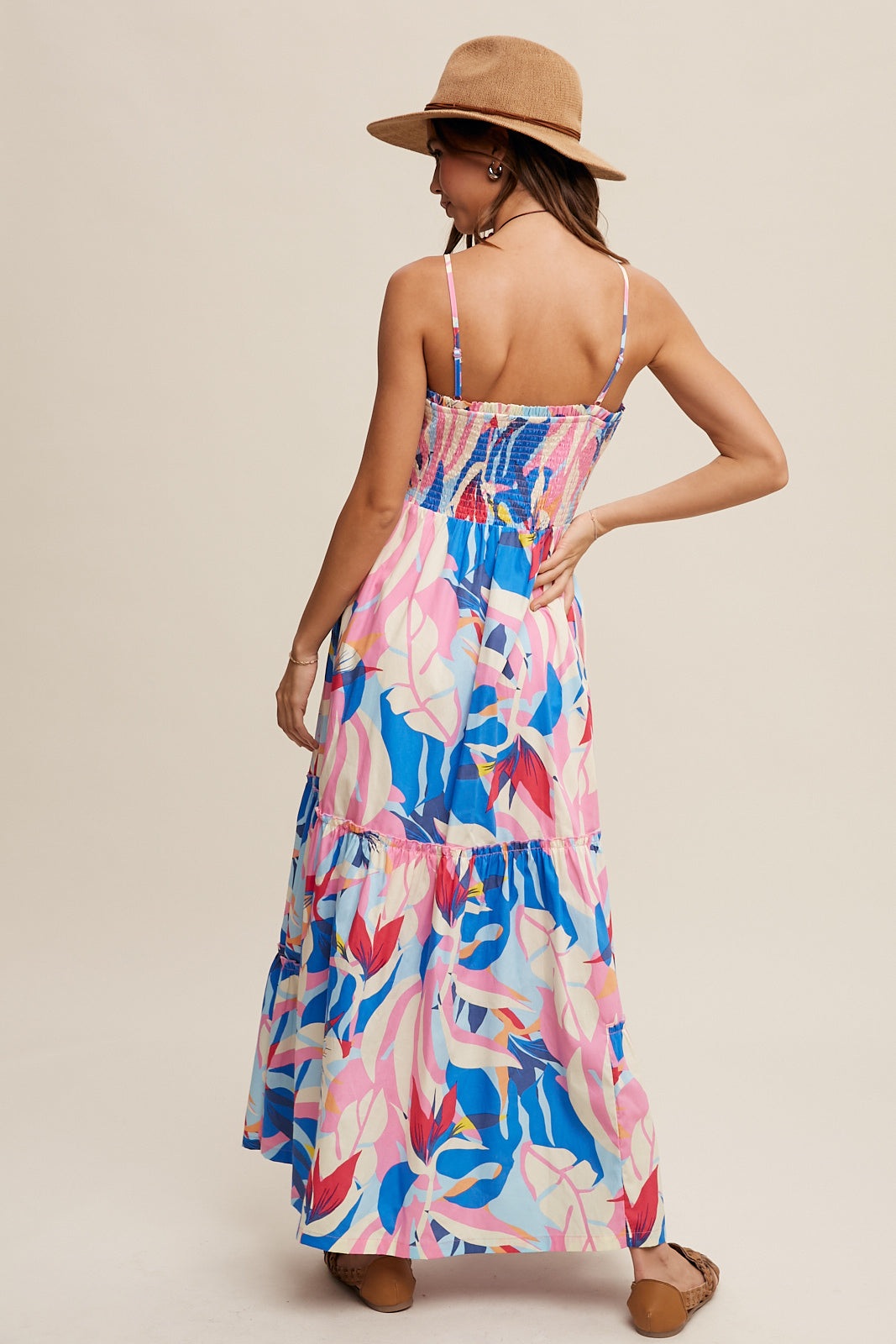 Vacation Abstract Print Smocked Summer Dress