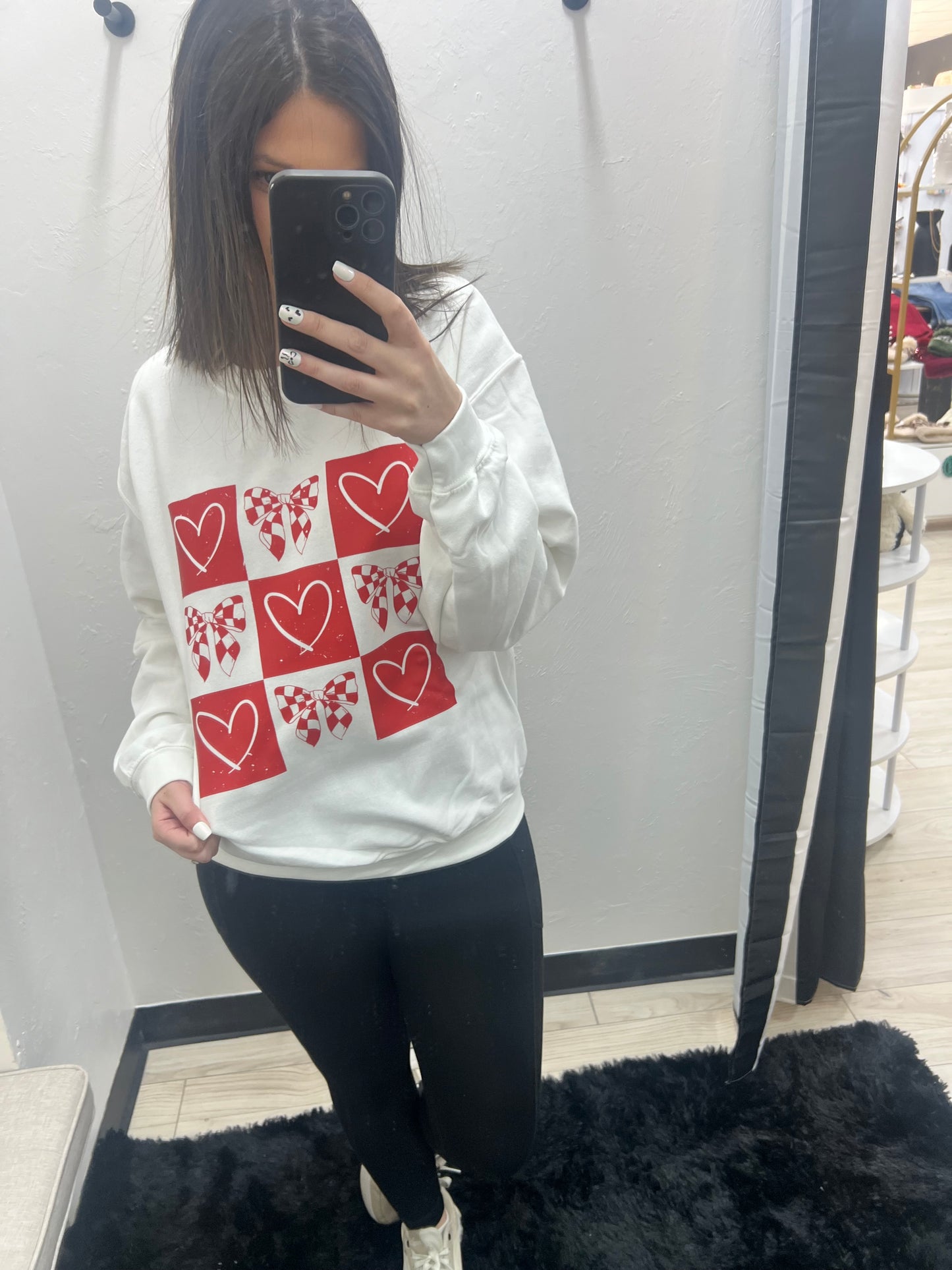 Checkered Bows & Hearts Sweatshirt
