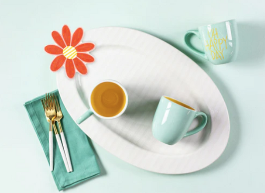 White Stripe Big Oval Entertaining Platter