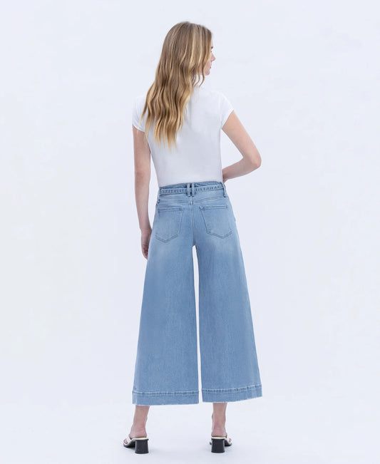 Vervet by Flying Monkey High Rise Tie Waist Palazzo Jeans