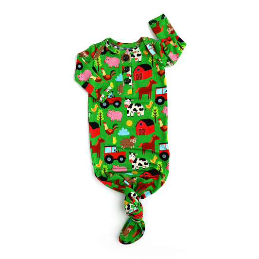 Tanner Gown Newborn Bamboo Farm Animals Going Home Outfit