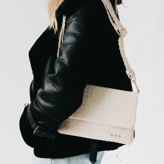 Wrenlee Woven Flap Crossbody Cream
