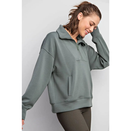 Buttersoft Quarter Zip Mock Neck Pullover