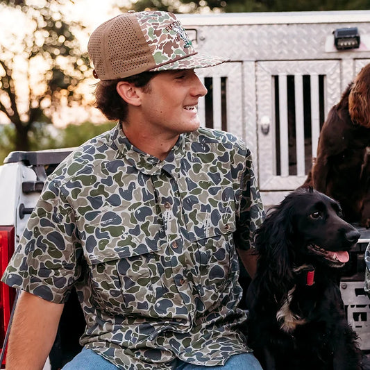 Youth S/S Backwoods Camo Button Down