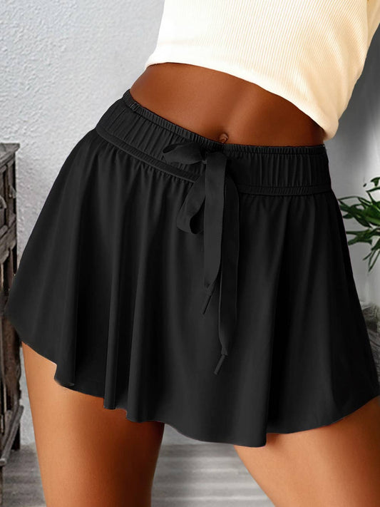Drawstring High Waist Lined Tennis Skorts