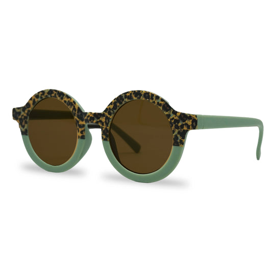 Kids Sunglasses - Leopard Green (Round)