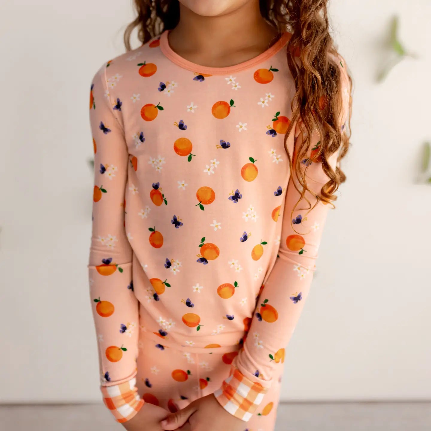 Sweet Tangerine Blossoms Long Sleeve Pajama Set