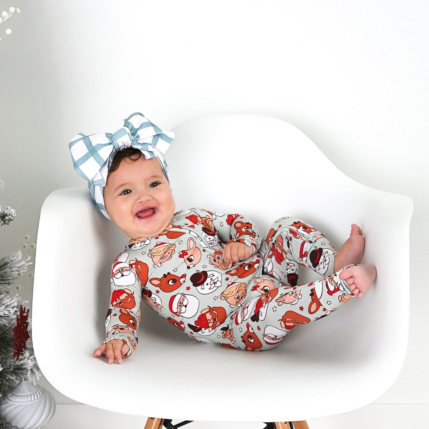Rudolph ZIP Christmas Bamboo Baby One Piece Outfit