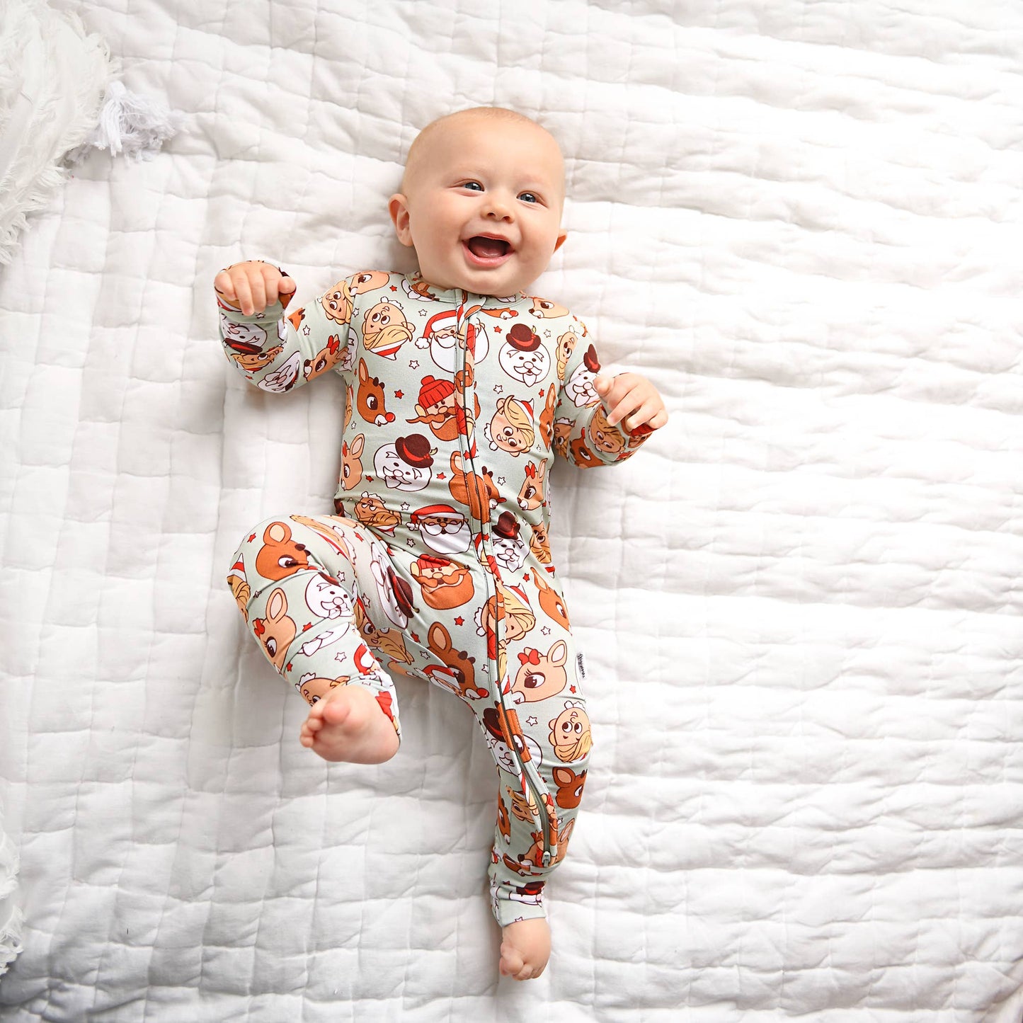 Rudolph ZIP Christmas Bamboo Baby One Piece Outfit