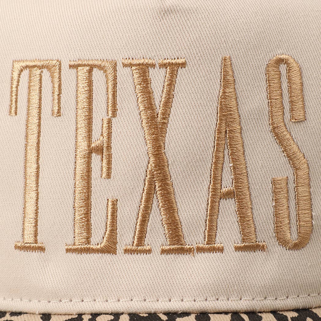 TEXAS Embroidery Leopard Two-Tone Trucker Hat