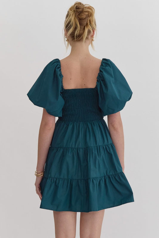Puff Sleeve Tiered Mini Dress